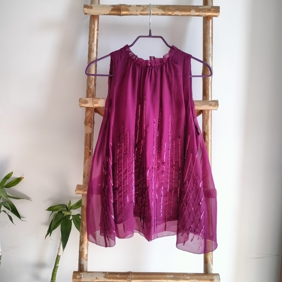 Sequin Flowy Magenta Top - Picture 10 of 16